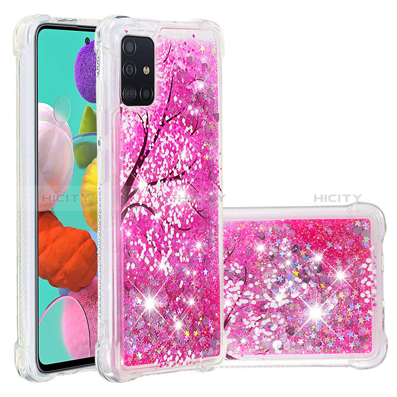 Custodia Silicone Cover Morbida Bling-Bling S03 per Samsung Galaxy A51 4G Rosa Caldo