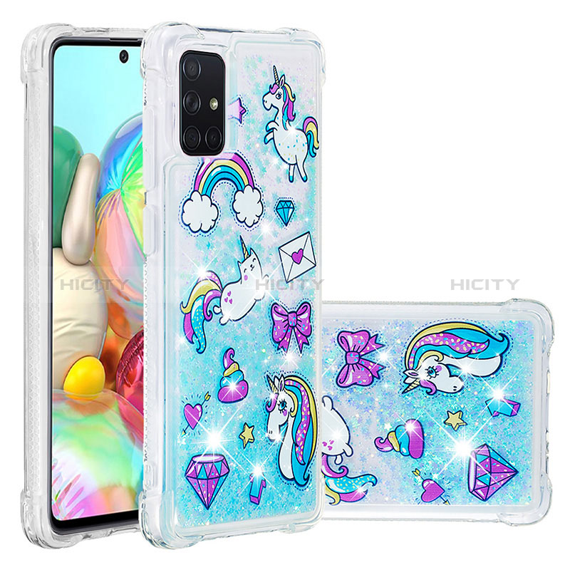 Custodia Silicone Cover Morbida Bling-Bling S03 per Samsung Galaxy A71 4G A715 Cielo Blu