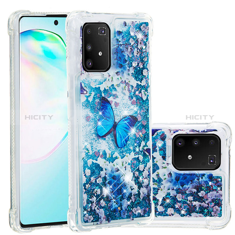 Custodia Silicone Cover Morbida Bling-Bling S03 per Samsung Galaxy A91 Blu