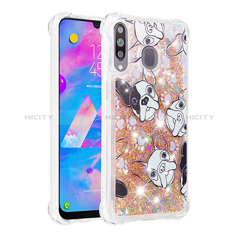 Custodia Silicone Cover Morbida Bling-Bling S03 per Samsung Galaxy M30 Oro