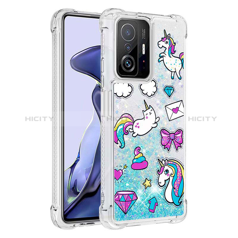 Custodia Silicone Cover Morbida Bling-Bling S03 per Xiaomi Mi 11T 5G Cielo Blu