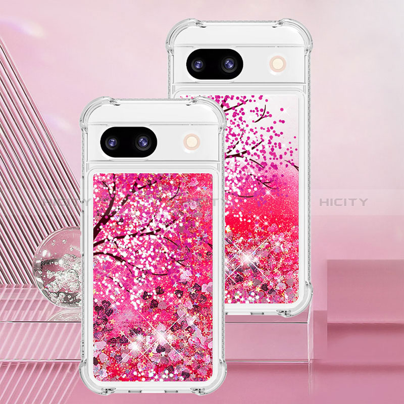 Custodia Silicone Cover Morbida Bling-Bling YB1 per Google Pixel 8a 5G Rosa Caldo