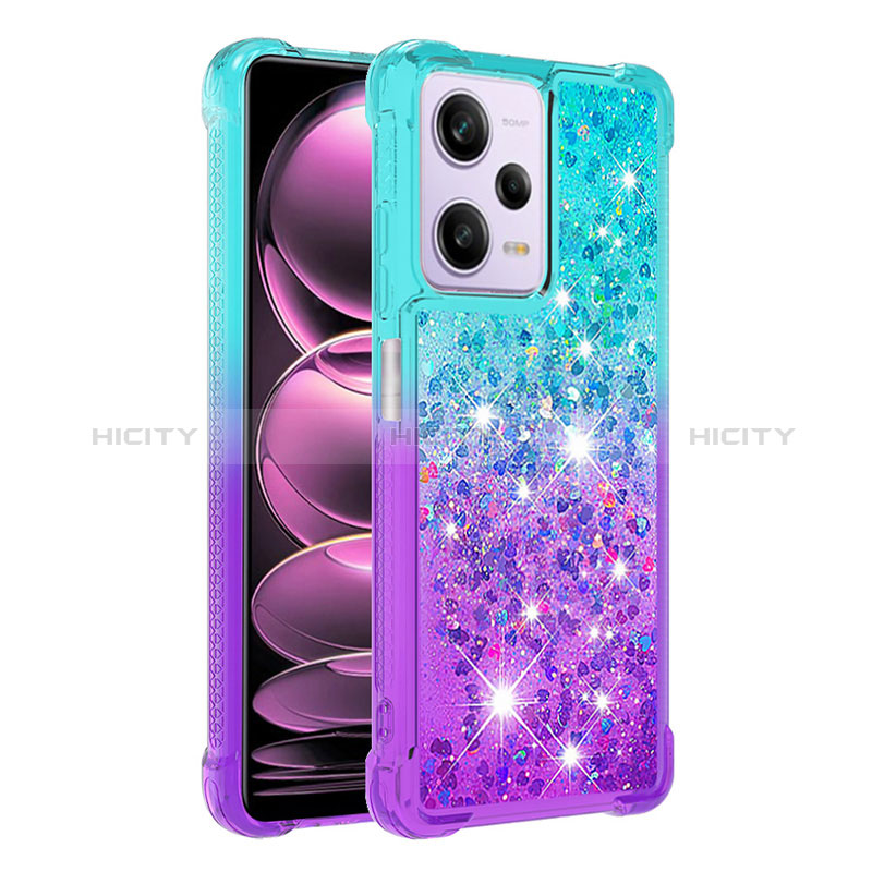 Custodia Silicone Cover Morbida Bling-Bling YB2 per Xiaomi Redmi Note 12 Pro 5G Cielo Blu