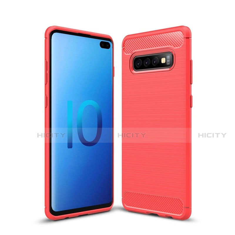 Custodia Silicone Cover Morbida Line C01 per Samsung Galaxy S10 Plus Rosso