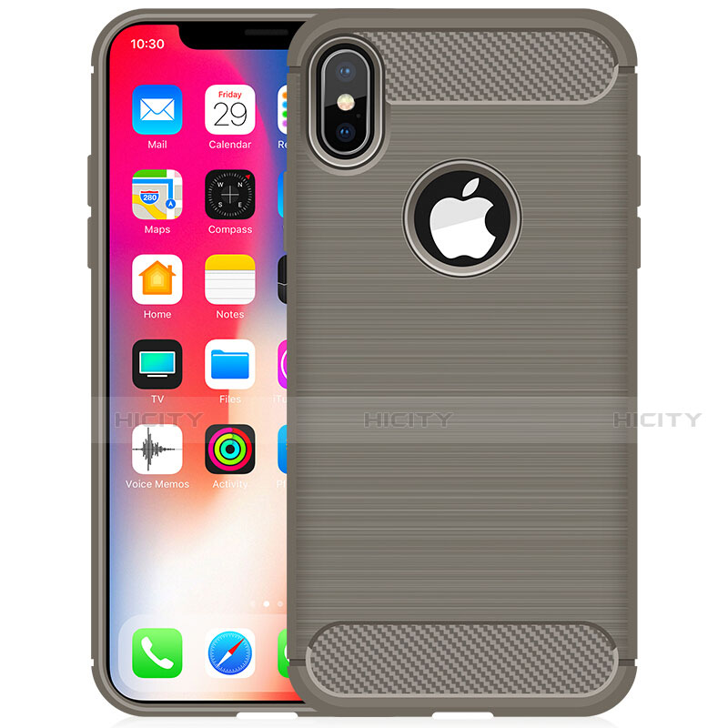 Custodia Silicone Cover Morbida Line per Apple iPhone X Grigio