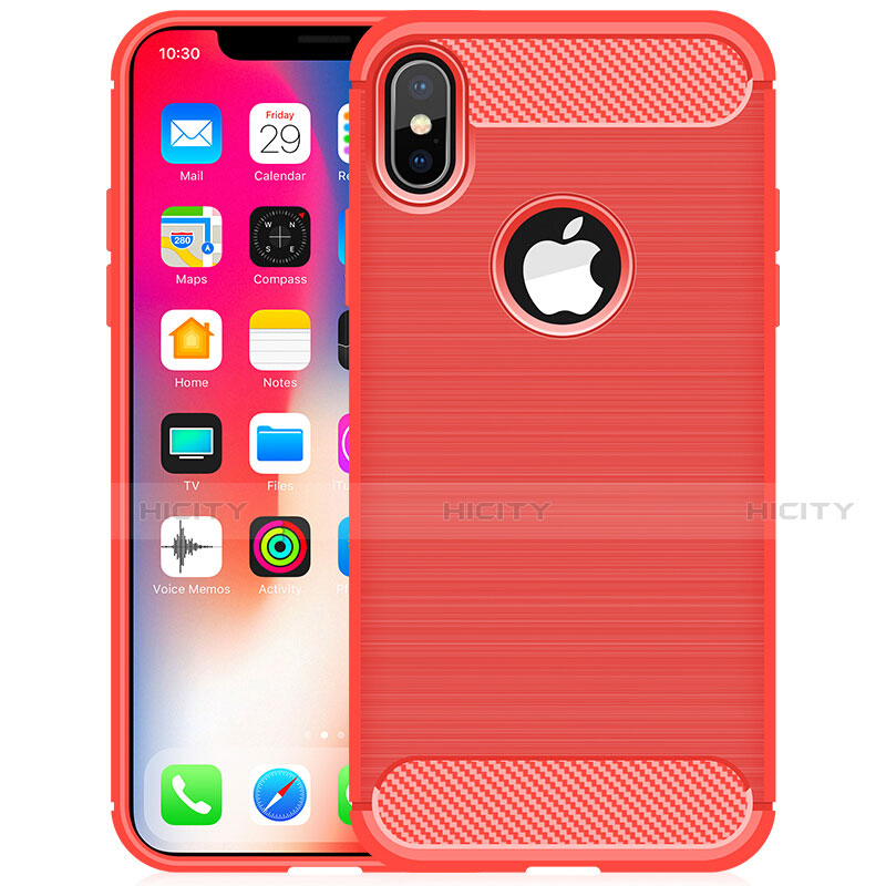 Custodia Silicone Cover Morbida Line per Apple iPhone X Rosso