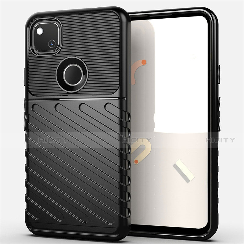 Custodia Silicone Cover Morbida Line S01 per Google Pixel 4a Nero