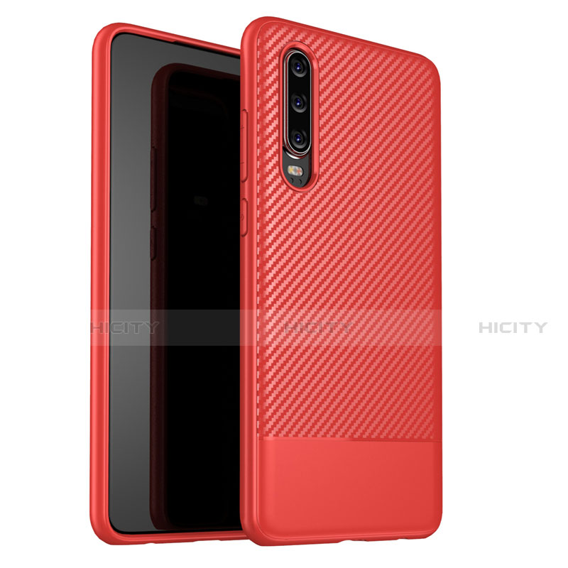 Custodia Silicone Cover Morbida Spigato G02 per Huawei P30 Rosso