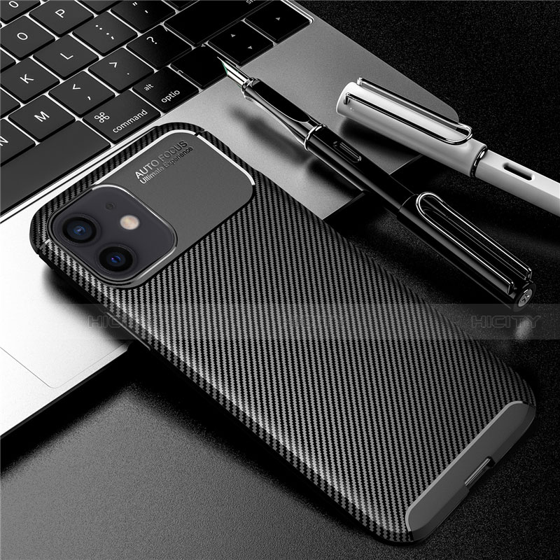 Custodia Silicone Cover Morbida Spigato per Apple iPhone 12 Nero