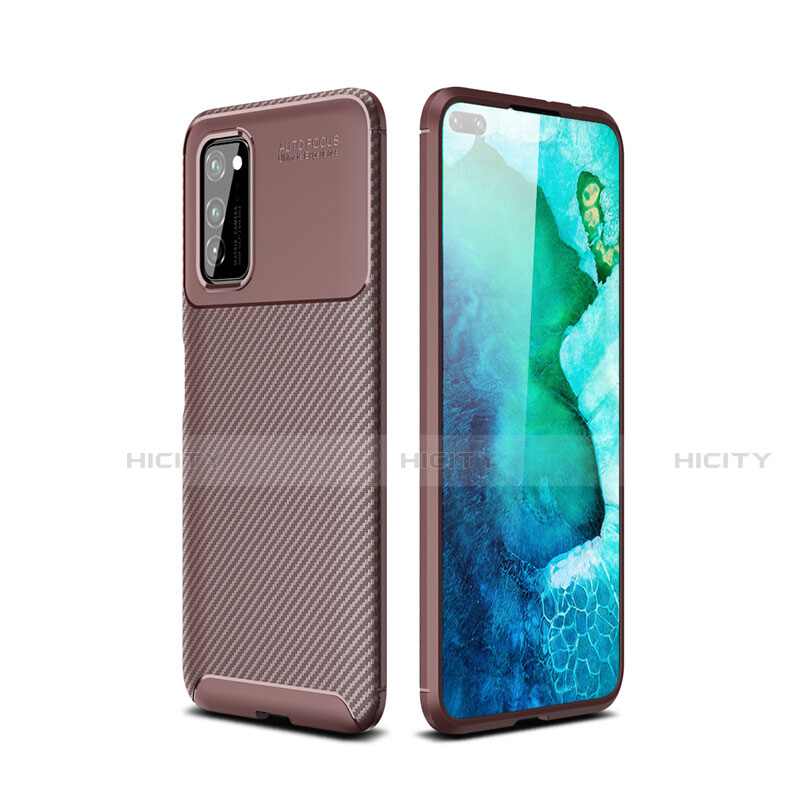 Custodia Silicone Cover Morbida Spigato per Huawei Honor V30 Pro 5G Marrone