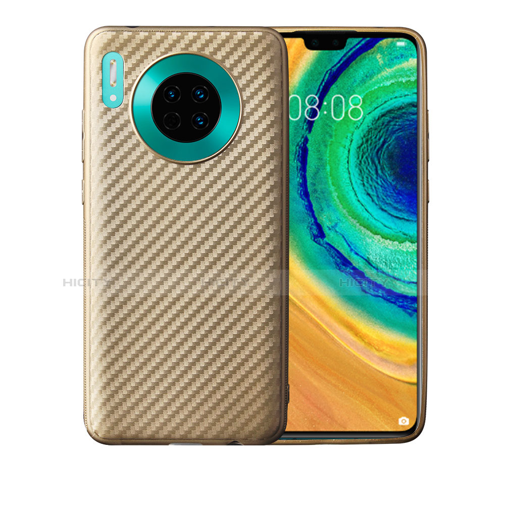 Custodia Silicone Cover Morbida Spigato per Huawei Mate 30 5G Oro