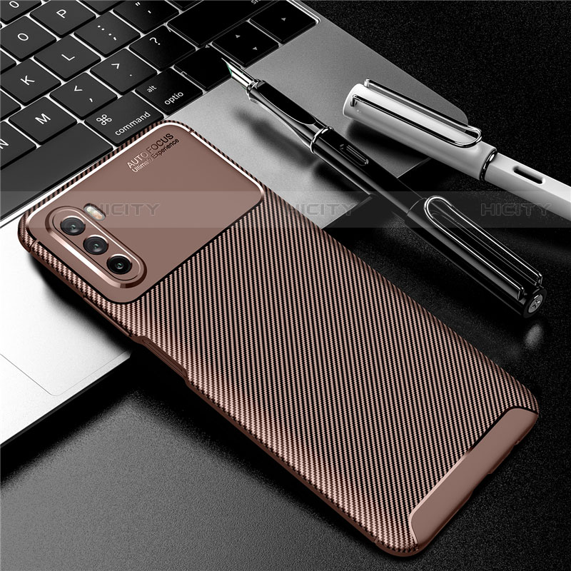 Custodia Silicone Cover Morbida Spigato per Huawei Mate 40 Lite 5G Marrone