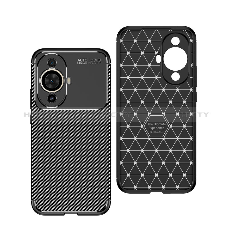 Custodia Silicone Cover Morbida Spigato per Huawei Nova 11 Nero