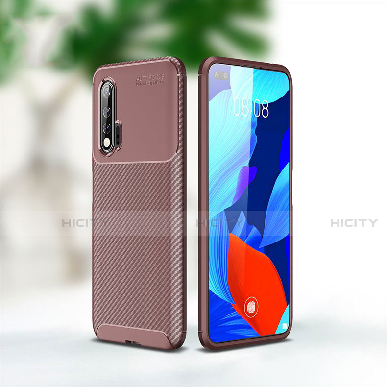 Custodia Silicone Cover Morbida Spigato per Huawei Nova 6 5G Marrone