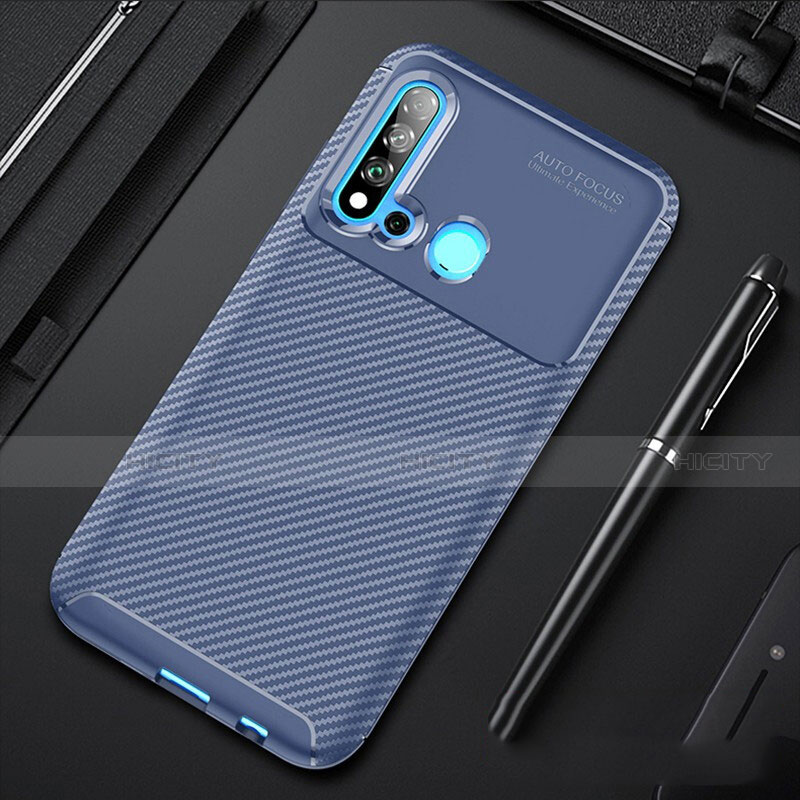 Custodia Silicone Cover Morbida Spigato per Huawei P20 Lite (2019) Blu