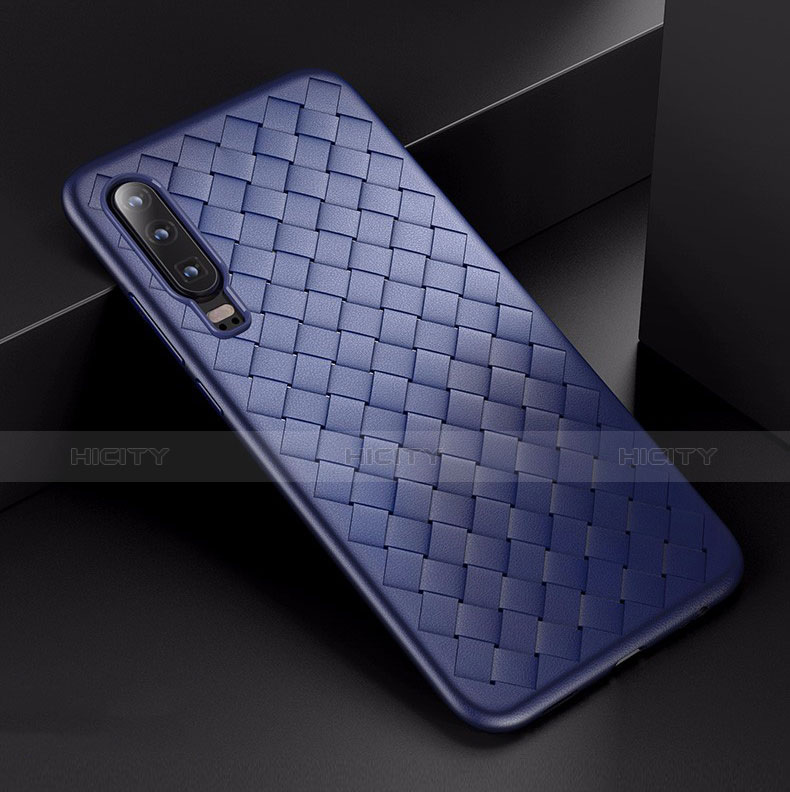 Custodia Silicone Cover Morbida Spigato per Huawei P30 Blu