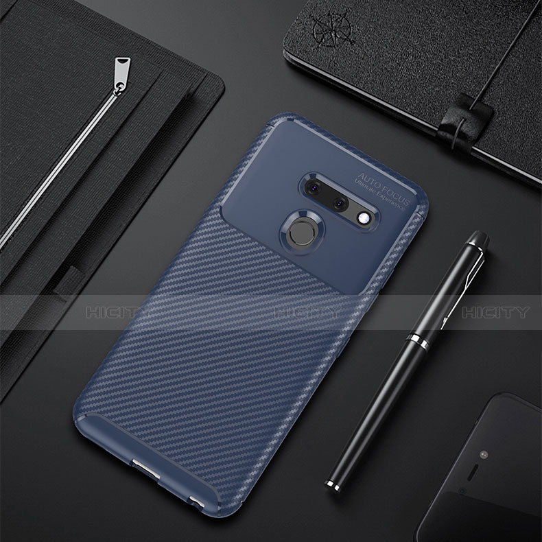 Custodia Silicone Cover Morbida Spigato per LG G8 ThinQ Blu