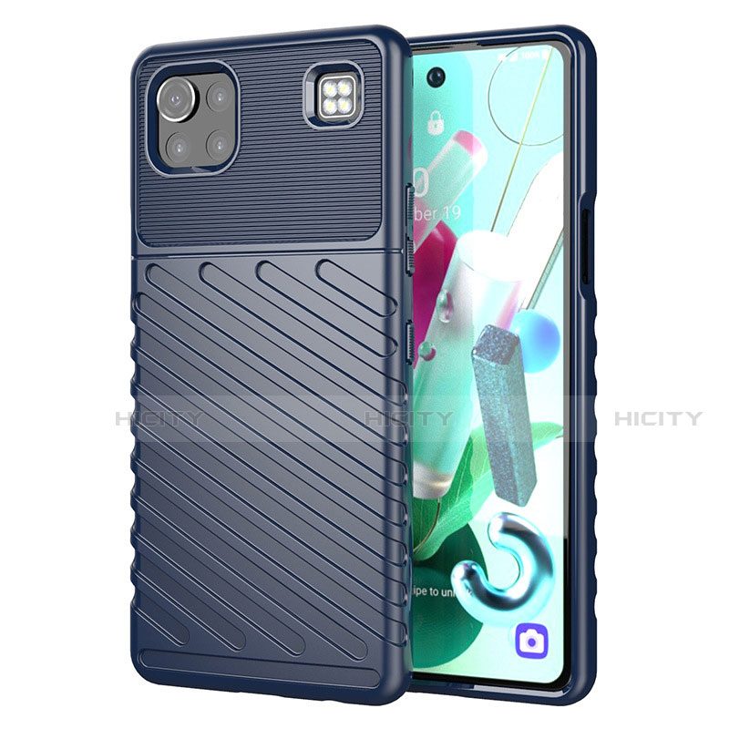 Custodia Silicone Cover Morbida Spigato per LG K92 5G Blu