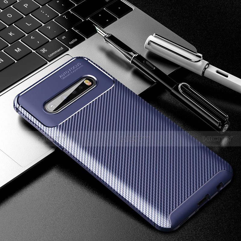 Custodia Silicone Cover Morbida Spigato per LG V60 ThinQ 5G Blu