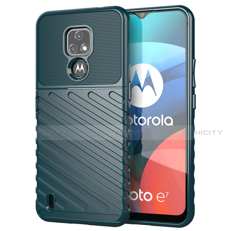 Custodia Silicone Cover Morbida Spigato per Motorola Moto E7 (2020) Verde Notte