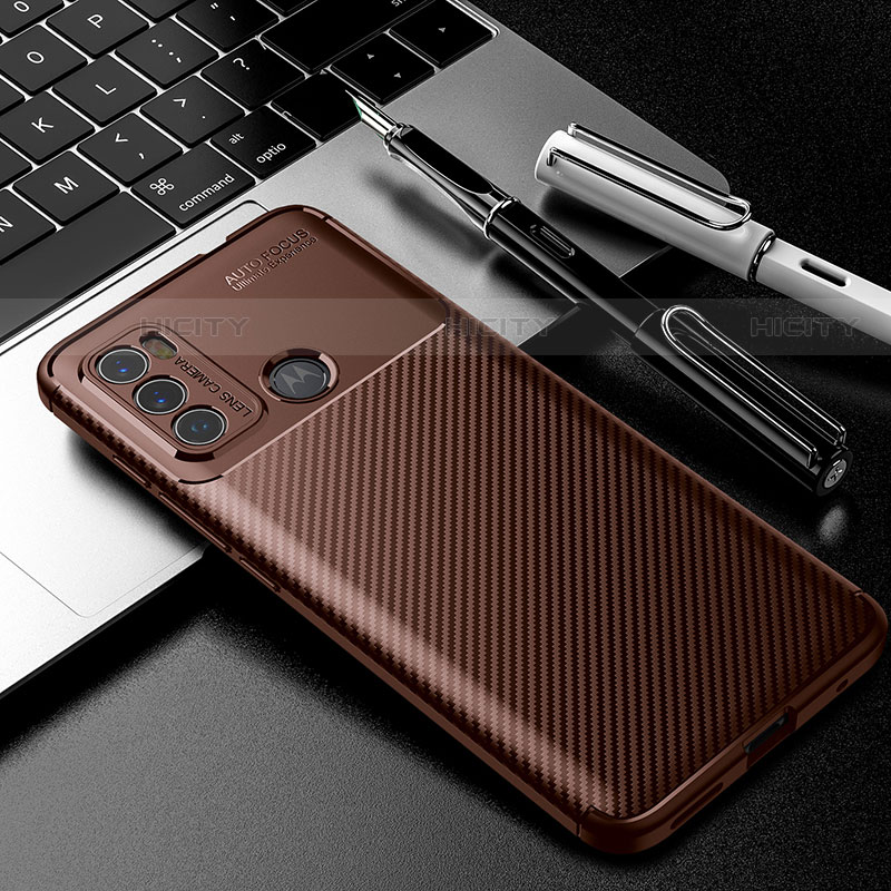 Custodia Silicone Cover Morbida Spigato per Motorola Moto G40 Fusion Marrone