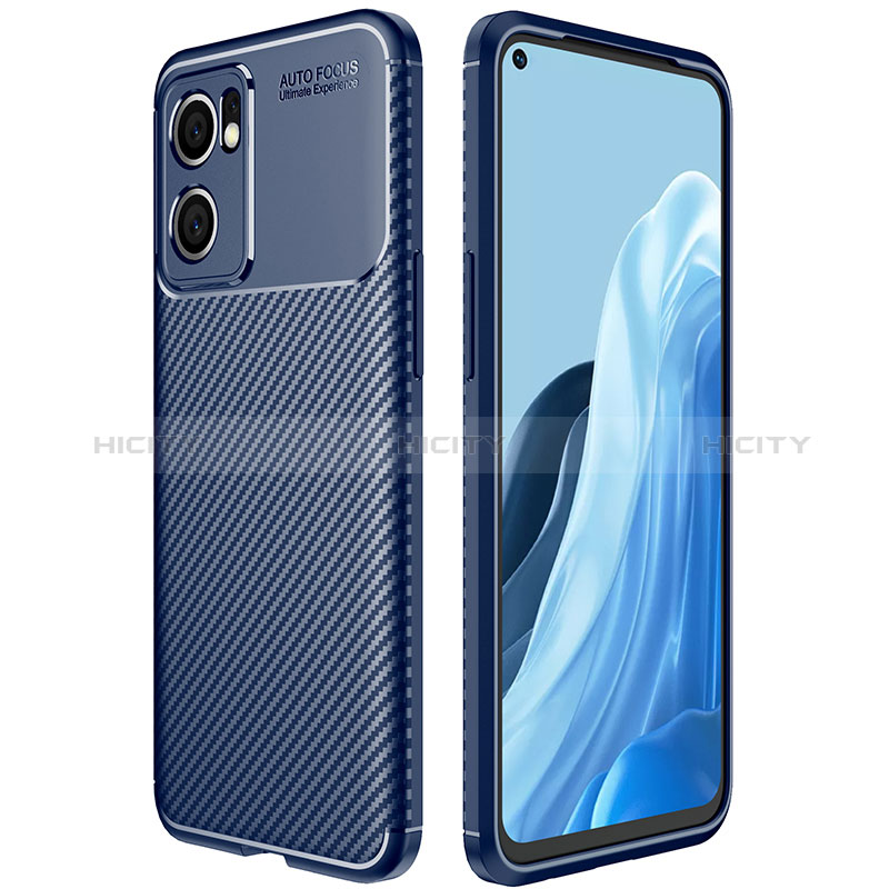 Custodia Silicone Cover Morbida Spigato per Oppo Find X5 Lite 5G Blu