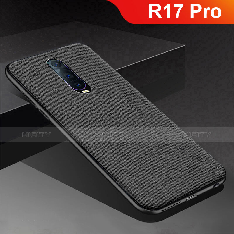 Custodia Silicone Cover Morbida Spigato per Oppo R17 Pro Nero