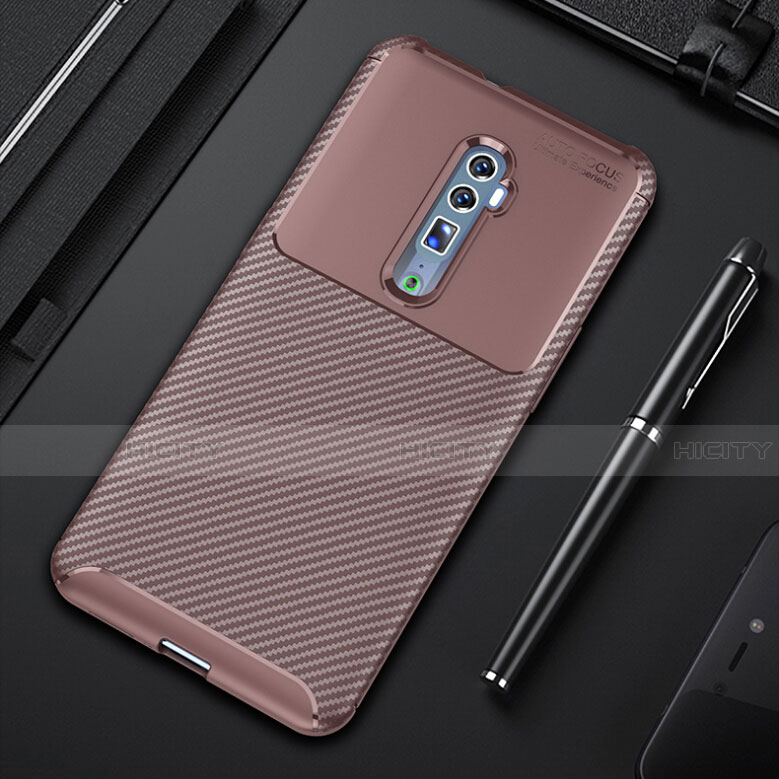 Custodia Silicone Cover Morbida Spigato per Oppo Reno 10X Zoom Marrone