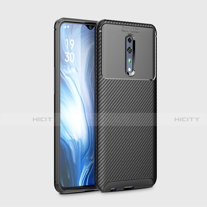 Custodia Silicone Cover Morbida Spigato per Oppo Reno Z Nero