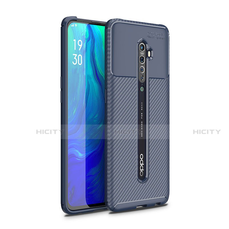 Custodia Silicone Cover Morbida Spigato per Oppo Reno2 Blu