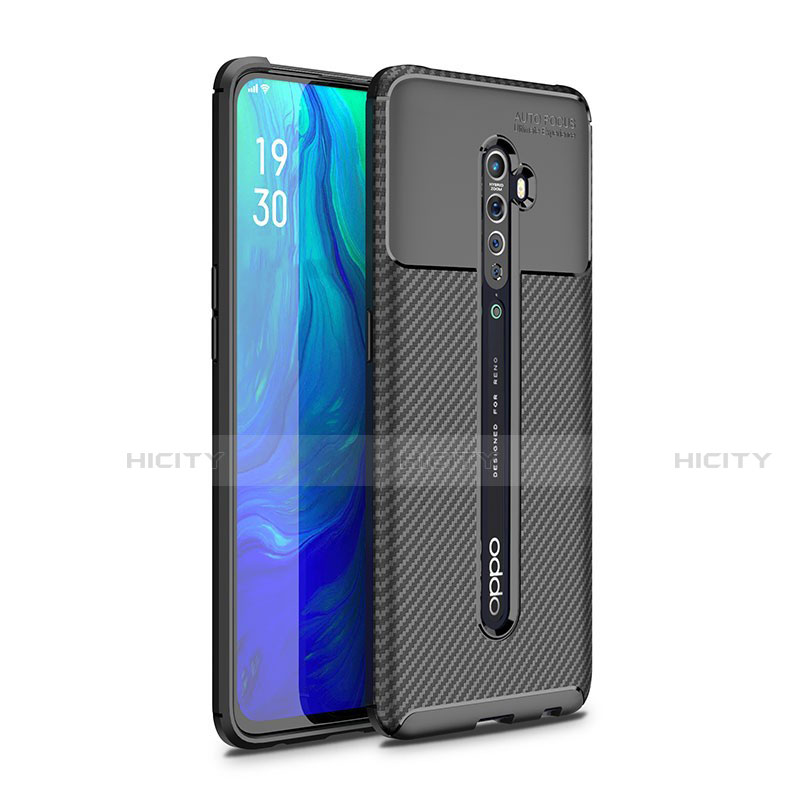 Custodia Silicone Cover Morbida Spigato per Oppo Reno2 Nero