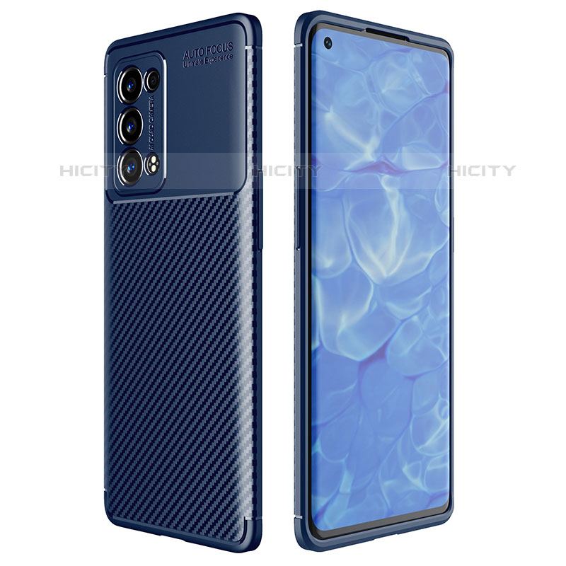 Custodia Silicone Cover Morbida Spigato per Oppo Reno6 Pro 5G Blu