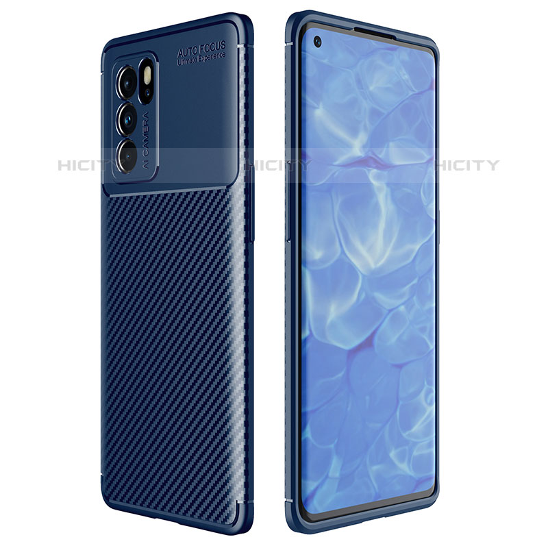 Custodia Silicone Cover Morbida Spigato per Oppo Reno6 Pro 5G India Blu