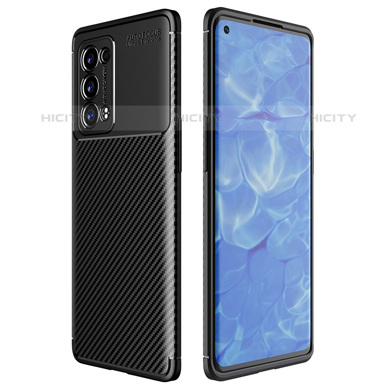 Custodia Silicone Cover Morbida Spigato per Oppo Reno6 Pro 5G Nero