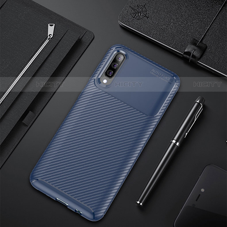 Custodia Silicone Cover Morbida Spigato per Samsung Galaxy A30S Blu