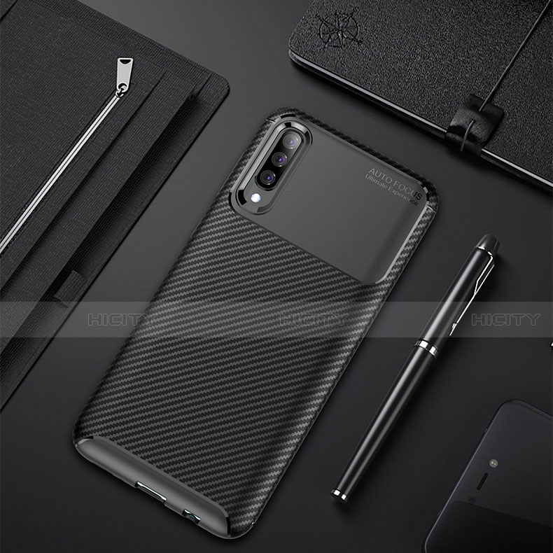 Custodia Silicone Cover Morbida Spigato per Samsung Galaxy A50 Nero