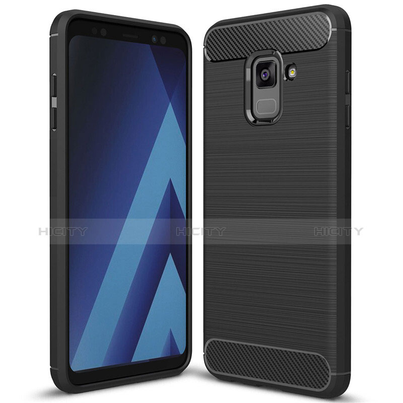 Custodia Silicone Cover Morbida Spigato per Samsung Galaxy A8+ A8 Plus (2018) A730F Nero