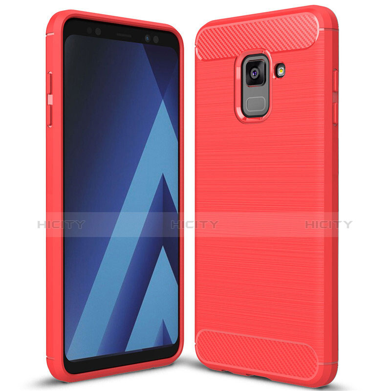 Custodia Silicone Cover Morbida Spigato per Samsung Galaxy A8+ A8 Plus (2018) Duos A730F Rosso