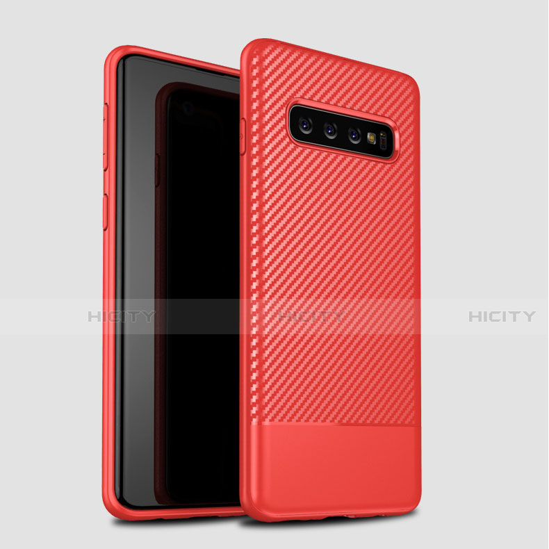 Custodia Silicone Cover Morbida Spigato per Samsung Galaxy S10 5G Rosso