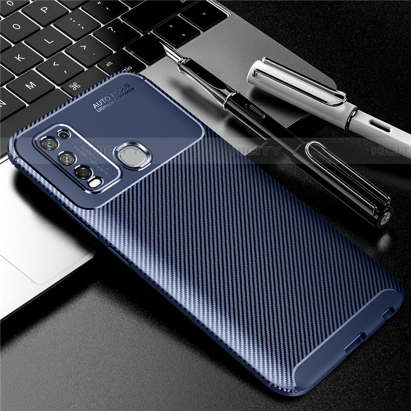 Custodia Silicone Cover Morbida Spigato per Vivo Y50 Blu