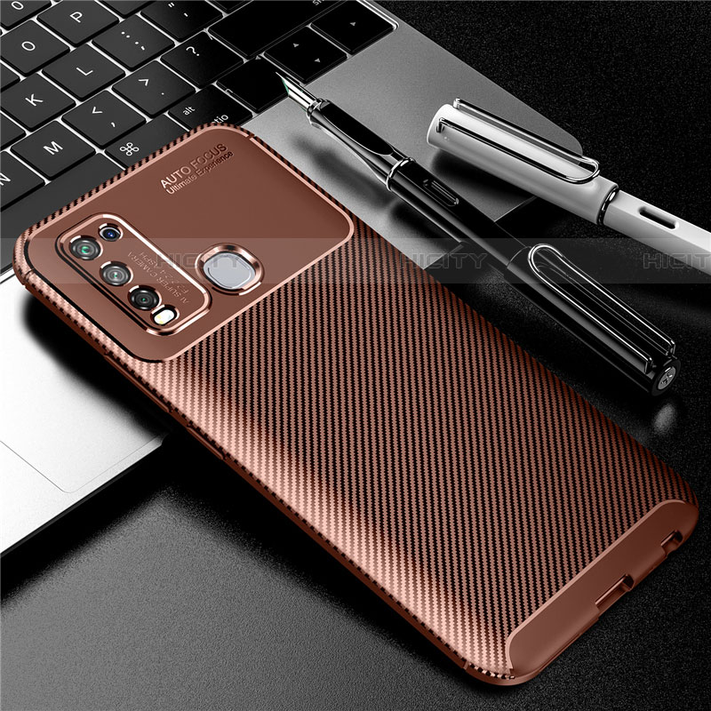 Custodia Silicone Cover Morbida Spigato per Vivo Y50 Marrone