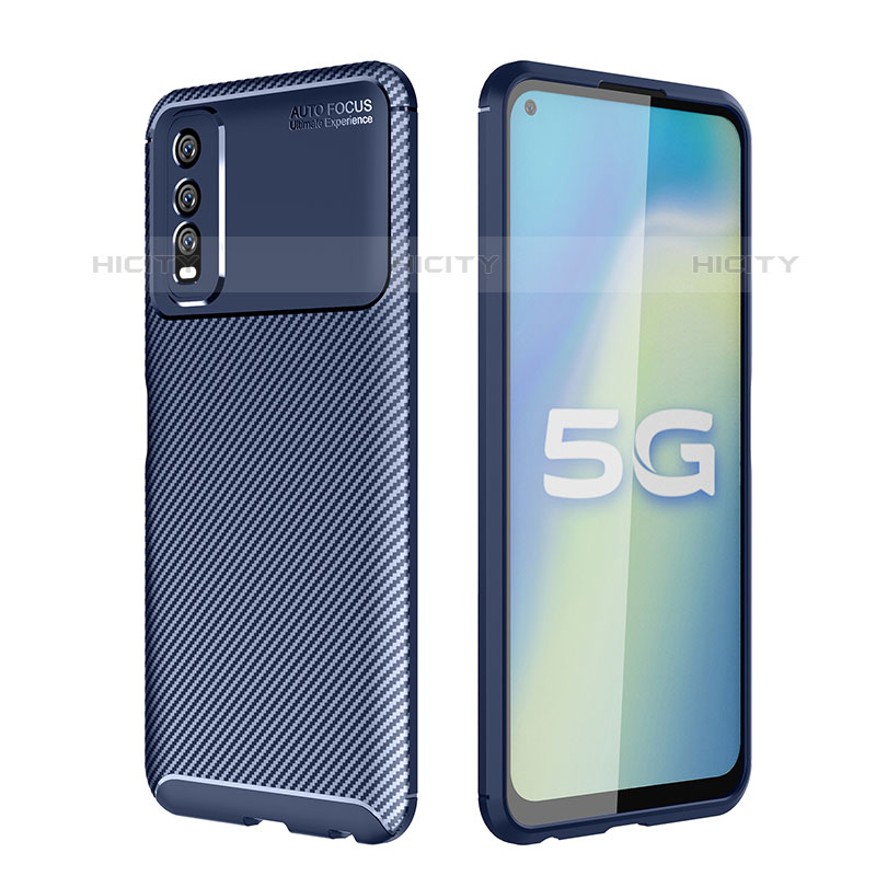 Custodia Silicone Cover Morbida Spigato per Vivo Y70S 5G Blu