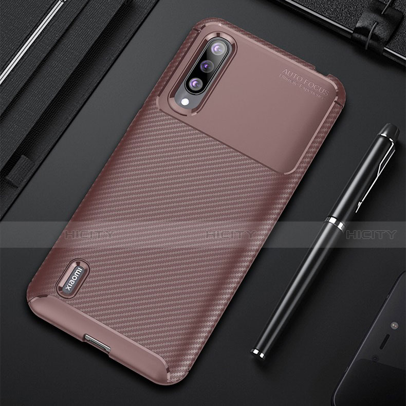 Custodia Silicone Cover Morbida Spigato per Xiaomi CC9e Marrone