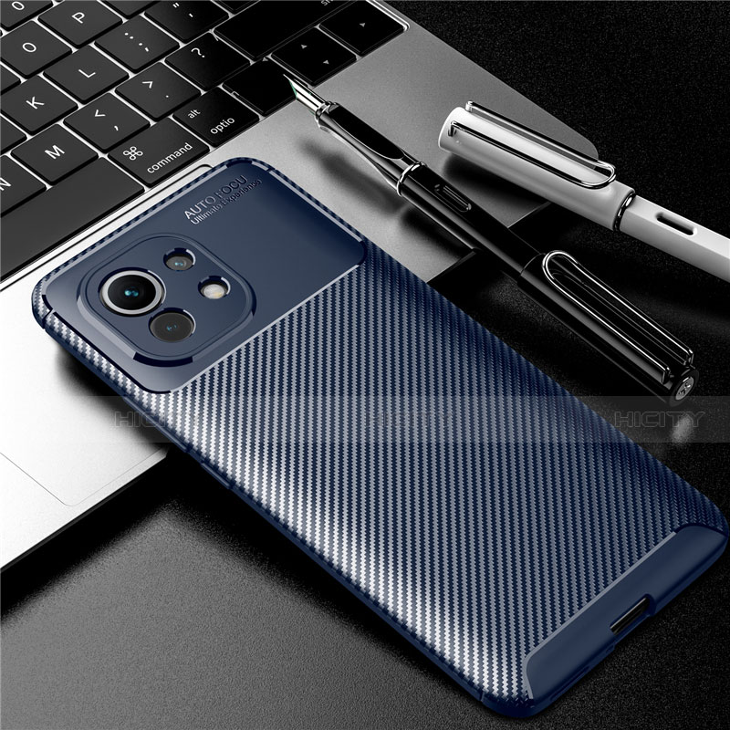 Custodia Silicone Cover Morbida Spigato per Xiaomi Mi 11 Lite 5G Blu