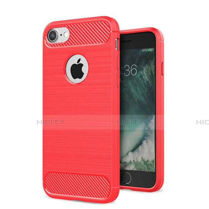 Custodia Silicone Cover Morbida Spigato S01 per Apple iPhone 7 Rosso