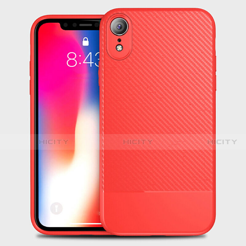 Custodia Silicone Cover Morbida Spigato S01 per Apple iPhone XR Rosso