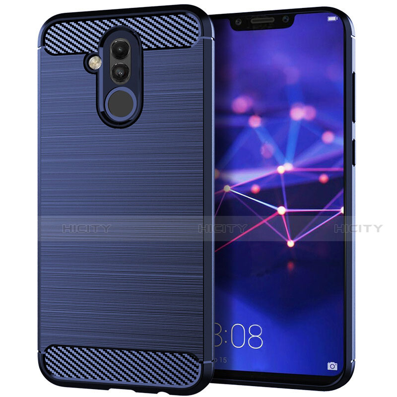 Custodia Silicone Cover Morbida Spigato S01 per Huawei Mate 20 Lite Blu