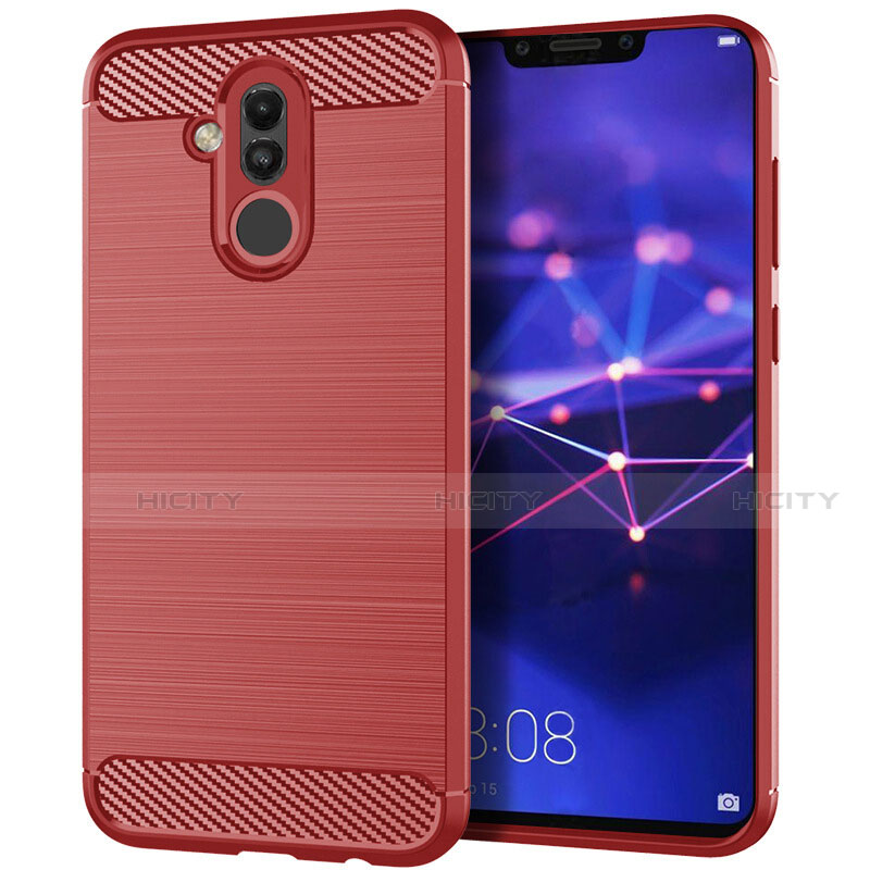 Custodia Silicone Cover Morbida Spigato S01 per Huawei Mate 20 Lite Rosso