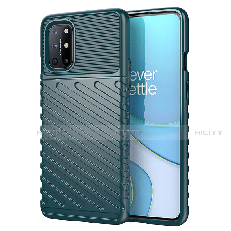 Custodia Silicone Cover Morbida Spigato S01 per OnePlus 8T 5G Verde Notte