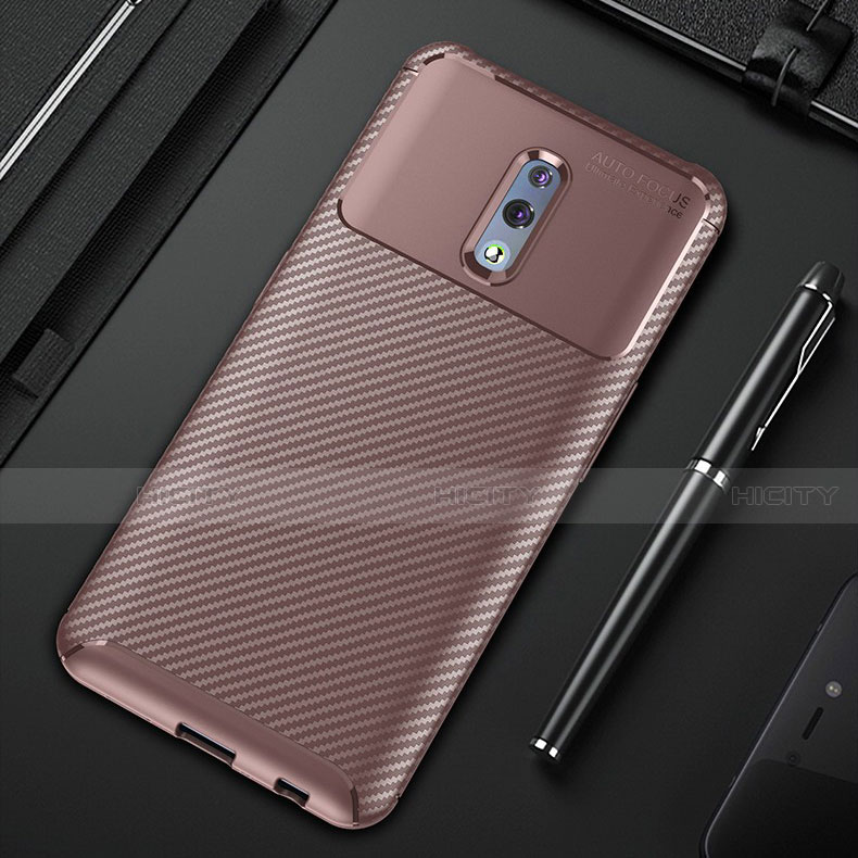 Custodia Silicone Cover Morbida Spigato S01 per Oppo Reno Marrone